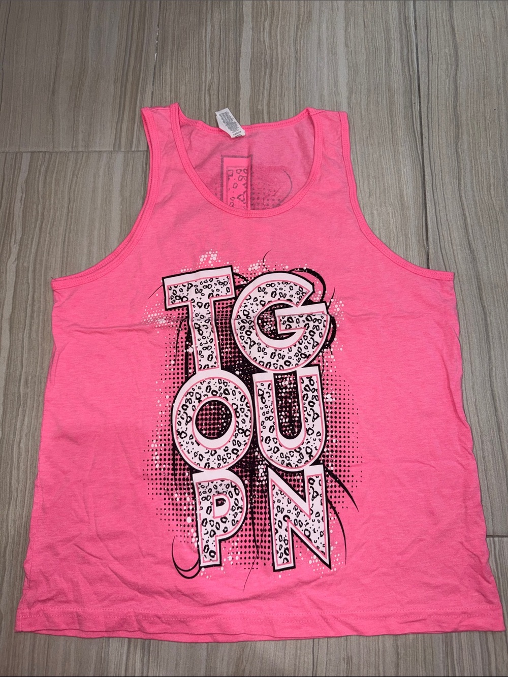 TopGun Jags Hot Pink Graphic Tank Top with Leopard Print Letters